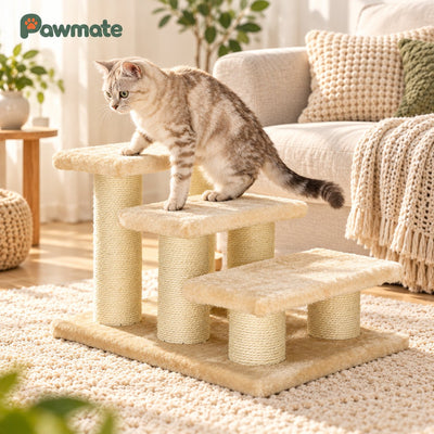 3-Step Pet Stairs – Beige