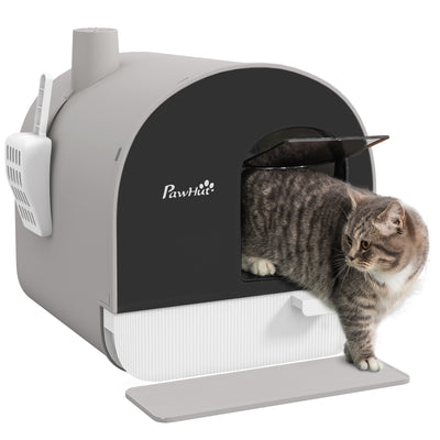 Hooded Cat Litter Tray – Light Grey