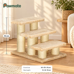 3-step pet stairs dimensions: 45 x 35 x 34 cm, step heights 14, 24 and 34 cm